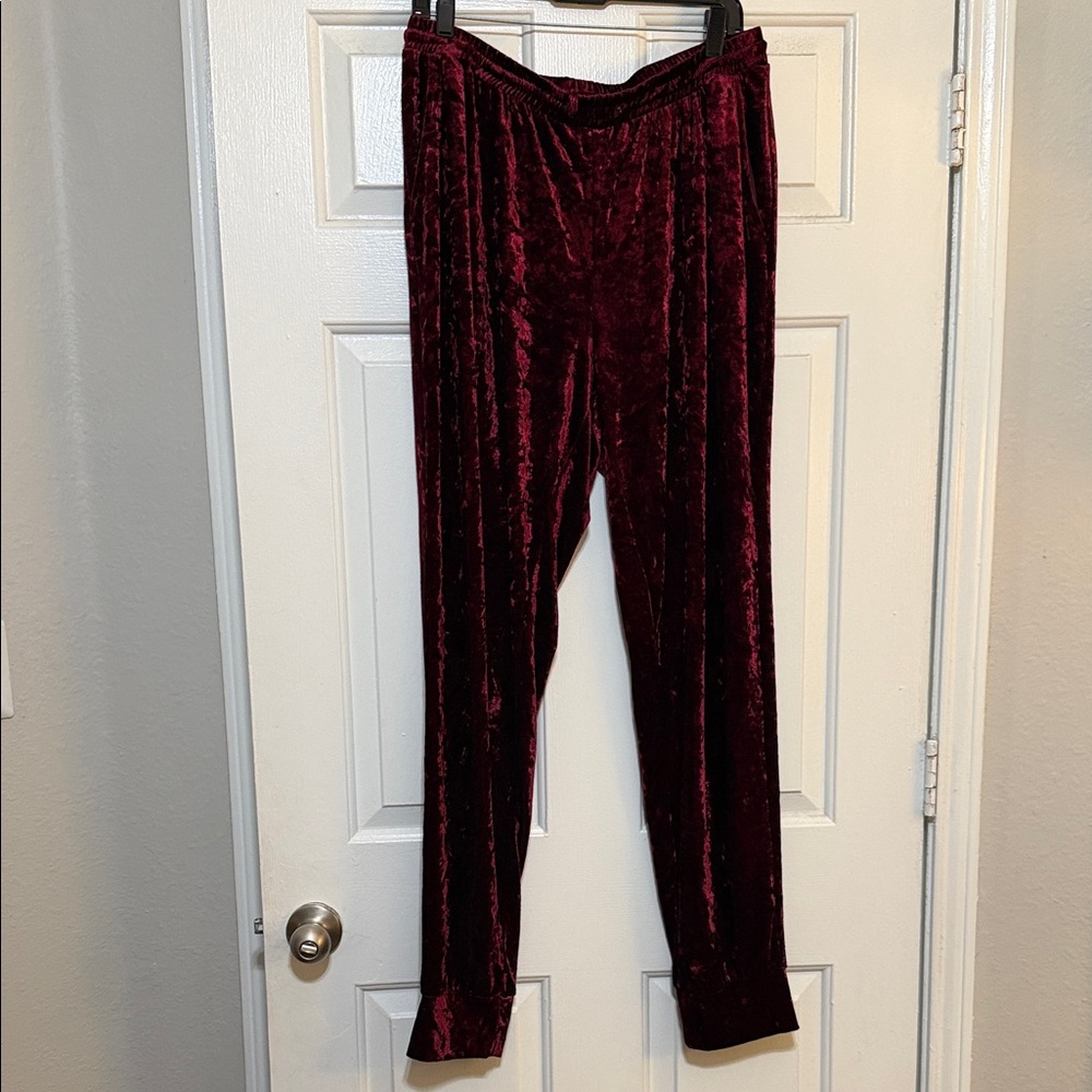 Ashley Stewart Velvet Burgundy Pants